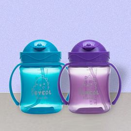 [I-BYEOL Friends] Flip Color 250ml, PP One Touch Straw cup, Blue _ Compact size straw cup, Backflow prevention, FDA approved, free of BPA _ Made in KOREA